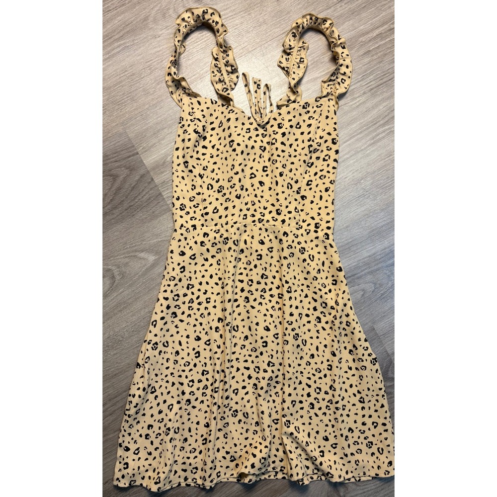 Sunday Best Aritzia Leopard Print Ruffle Strap Mini Flirty Dress 8 Sleeveless